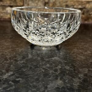 Waterford Crystal Lismore 5” Bowl Signed Seahorse Mark Ireland Cut Diamond Fan